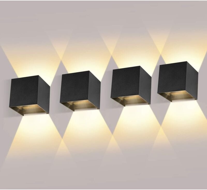 4er-Pack 12 w Wandleuchte für drinnen und draußen mit einstellbarem Abstrahlwinkel, 3000 k warmweiße LED-Wandleuchten, I...