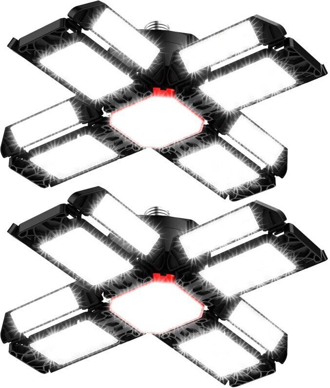 LED Lampe D ' Atelier Eclairage von Garage 2 Pcs, Plafonnier Déformable mit 12 Panneaux Réglables - E26 / E27 Bay Light ...