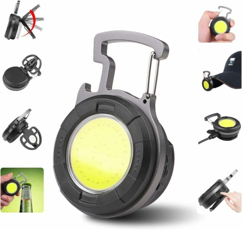 Mini-LED-COB-Taschenlampe, tragbare Arbeitsleuchte, kleiner Schlüsselanhänger, wasserdichte Taschenlampe, wiederaufladba...