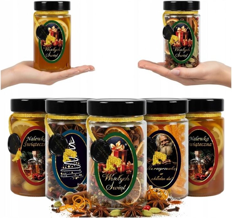 20 ARIA-Glasbehälter à 245 ml, handdekoriert, als Weihnachtsgeschenk oder Sirup