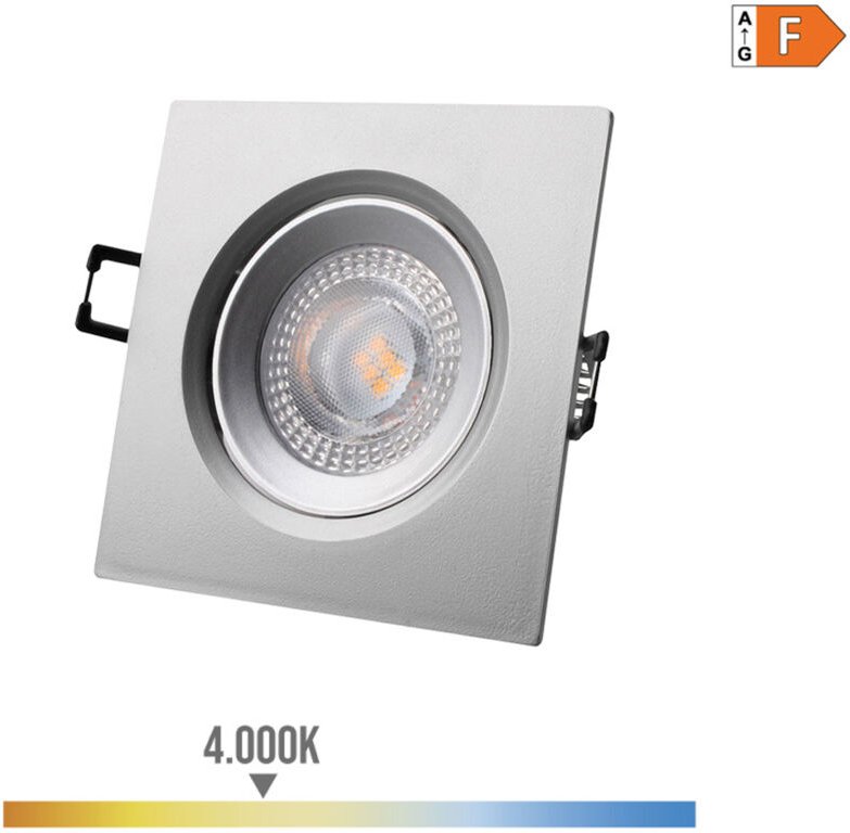 EDM - led Einbaudownlight eckig 5W 4000K Tageslicht Chromrahmen Elektroerosion 9x9cm 31634