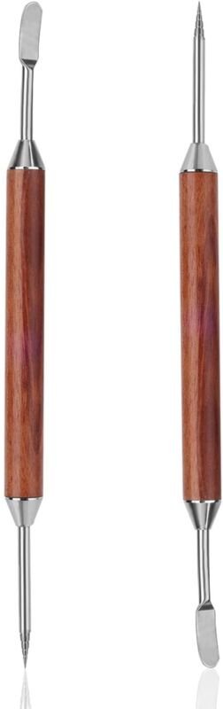 2 Latte-Art-Stifte, Zeichenwerkzeug aus Edelstahl mit Holzgriff, doppelseitige Nadel zum Verzieren von Kaffee, Zimtstift...