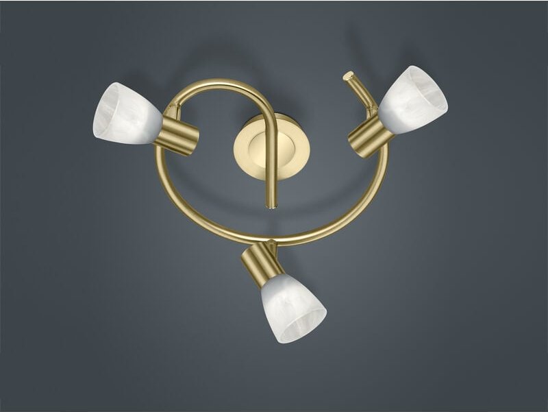 Trio - led Deckenstrahler levisto 3-flammig Messing Glasschirme schwenkbar, ø 30cm