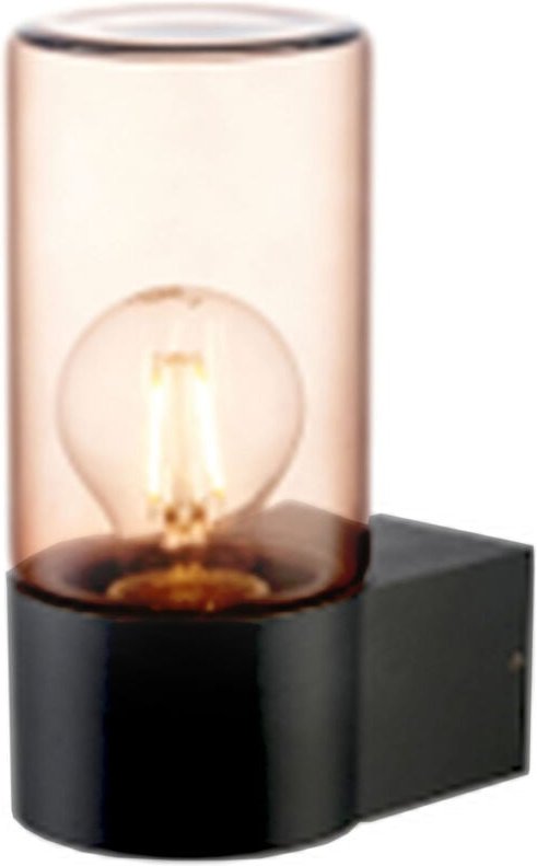 Wandlampe außen Aluminium Rauchglas 19,7 cm hoch IP44 Schwarz Bernstein E27 Modern