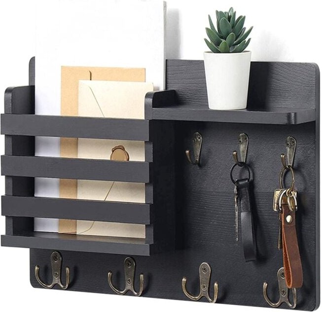 SchlüSsel- und Briefhalter für Wandpost-Organizer, Wandhalterung mit Haken, Einfache Installation, SchlüSselhalter Einga...