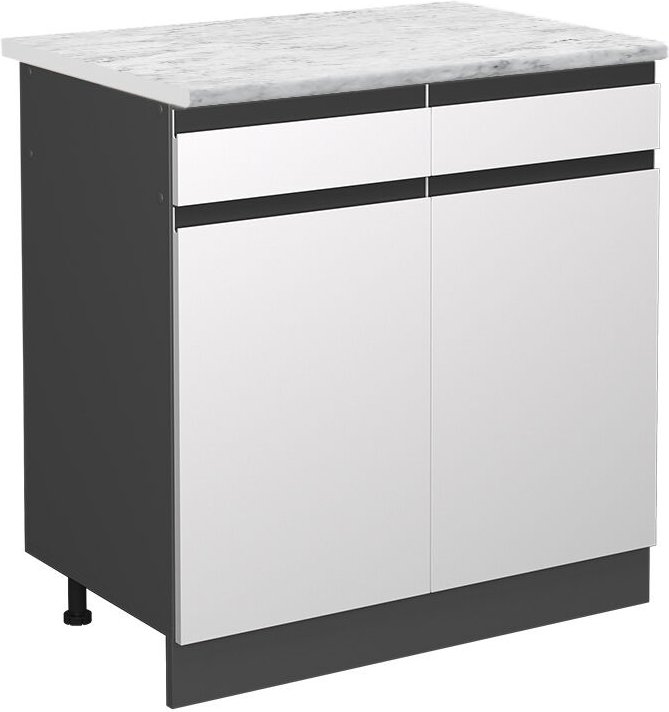 Vicco - Schubladenunterschrank R-Line, Weiß, 80 cm ap Marmor