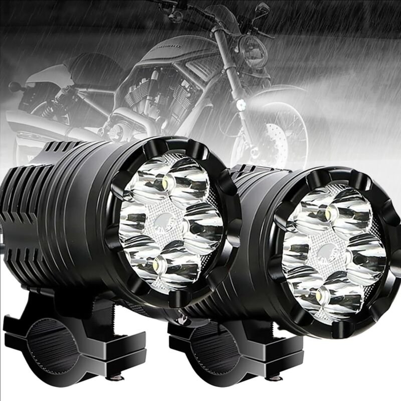 Ratstone LED-Motorrad-Zusatzscheinwerfer, 2 Stück, 6000K, Aluminium mit hoher Wärmeleitfähigkeit, wasserdicht und staubd...