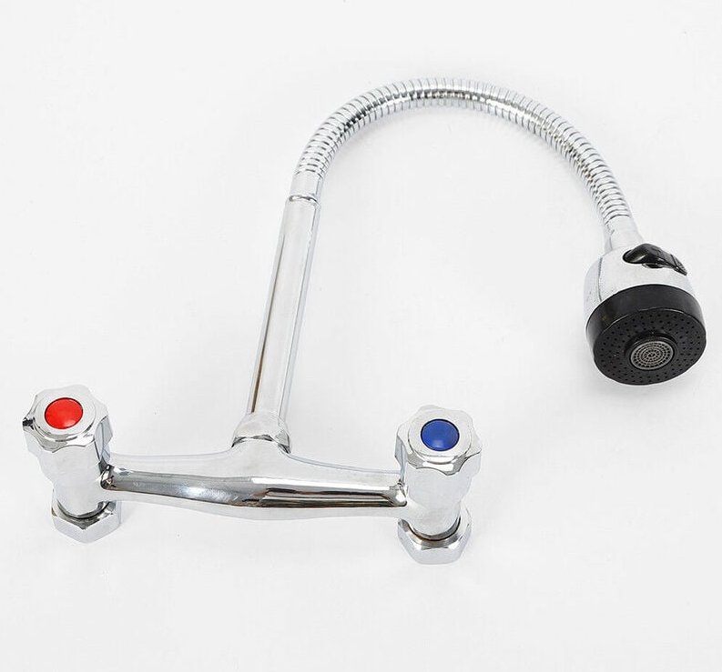 Küche Schwenkbarer Wasserhahn Auslauf Wandmontage Mischbatterie Küchenarmatur Edelstahl Spültisch Armatur