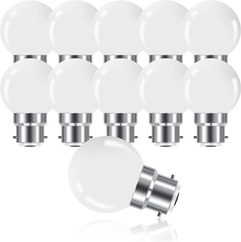 B22 3 W Bajonett-LED-Glühbirne, Mini Globe Golfball B22 G45 Glühbirne, Warmweiß 3000 K, 280 lm, nicht dimmbar, 10 Stück ...