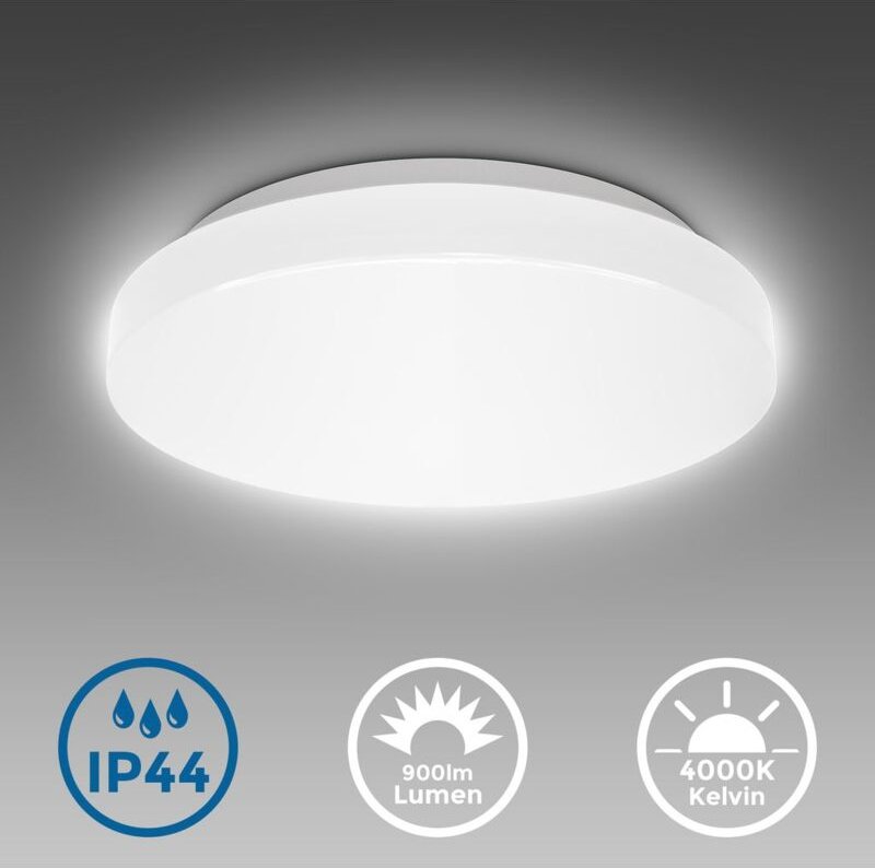 B.k.licht - Deckenleuchte Ø22 cm - 10W, 1100lm, led, IP44, neutralweiß, weiß
