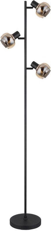 Stehleuchte Standlampe Wohnzimmerleuchte Metall Schwarz Chrom Glas h 154 cm