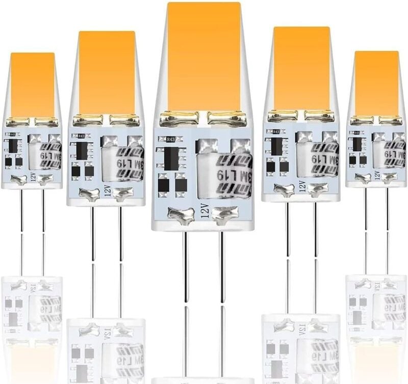 5er-Pack G4-LED-Lampen, 5 W – ersetzt 50-W-Halogenlampen – Warmweiß 3000 K – 500 lm – 12 V AC/DC – kein Flimmern – nicht...