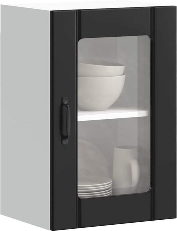 Küchen-Hängeschrank mit Glastür Lucca Schwarz - Vidaxl