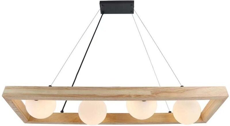 Nowa - Pendelleuchte Hängelampe Esstischleuchte Glas Kugeln Holzleuchte braun h 150 cm