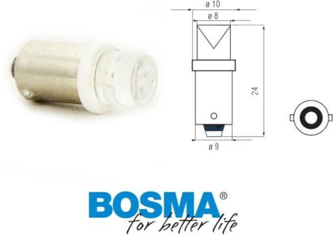 BOSMA Glühbirne 12V 1LED Standard BA9s weiß 6000K Weitwinkel-Blister