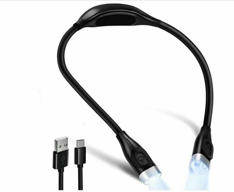 Flexibles LED-Leselicht für den Hals, wiederaufladbare Leselampe mit 4 LEDs und 3 Farben, Augenschutz, mit extra langem ...
