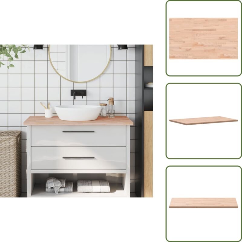 The Living Store Waschtischplatte 100x60x2,5 cm Massivholz Buche - Buchenholz Waschtischplatte