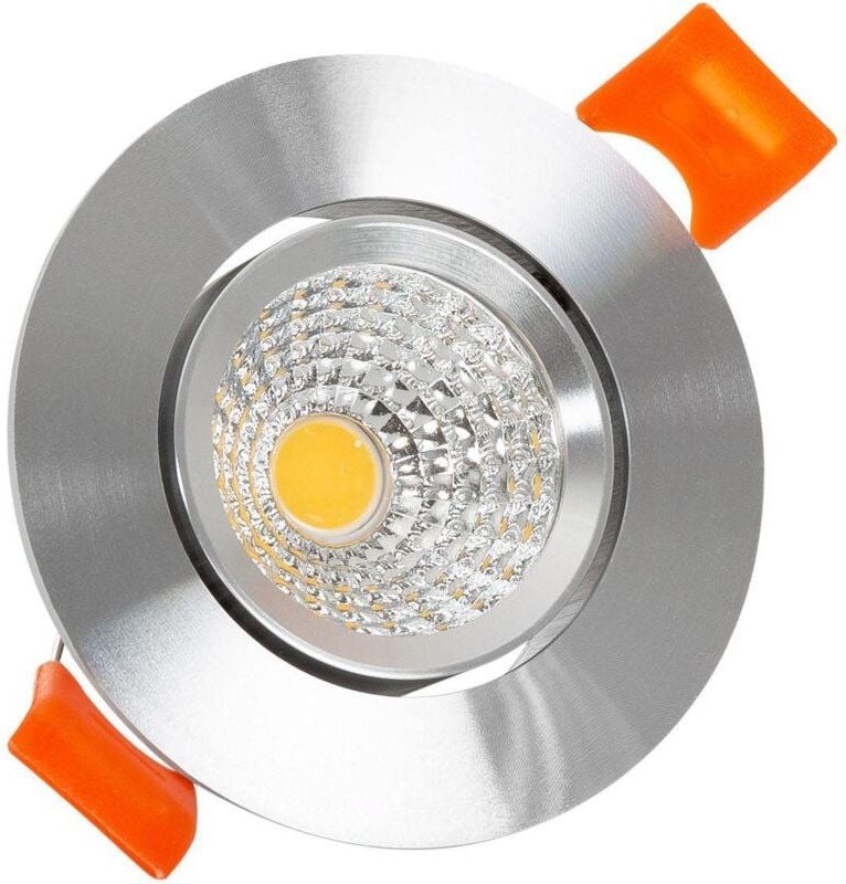 Efectoled - led Downlight Einbaustrahler 5W Rund cob CRI90 Ausschnitt ø 55 mm Silber No Flicker 2700K Warmweiß