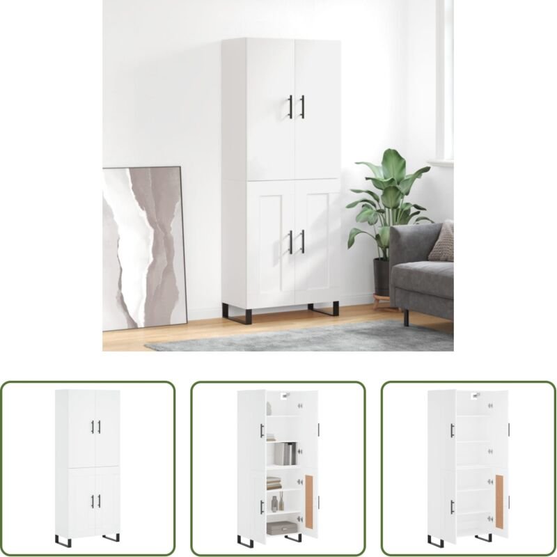 vidaXL Schrank - Highboard Weiß 69,5x34x180 cm Holzwerkstoff