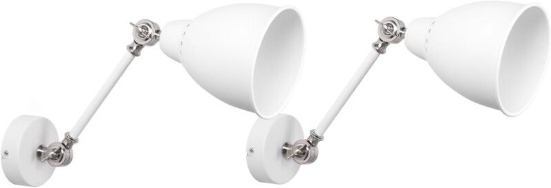 Wandleuchte Weiß Metall 2er Set mit Schwenkarm verstellbar Glockenförmig Modernes Design