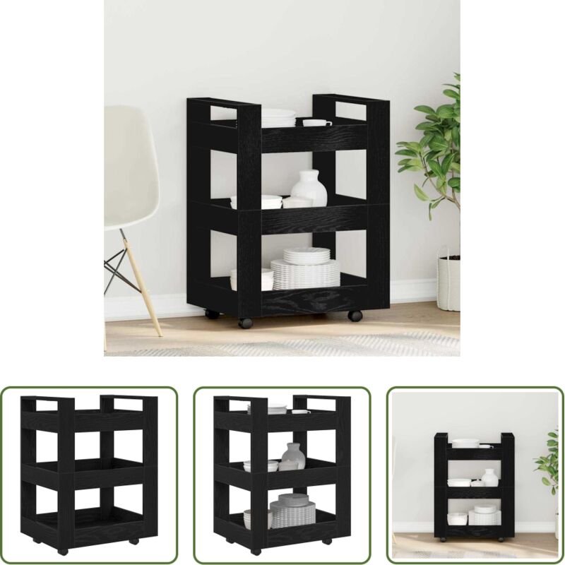 vidaXL Kücheninsel - Küchentrolley Schwarz Eichen-Optik 60 x 45 x 80 cm