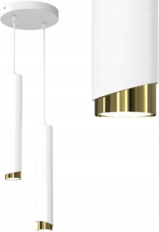 Frei. Gu10-Röhren-Hängelampe, weiß und gold Ewilight BEVEL