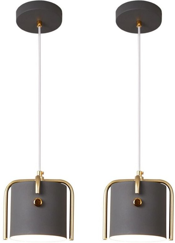 Modern Industrielle Pendelleuchte Kreative Metall Hängeleuchte Höhenverstellbare Kronleuchter Grau 2 Stücke