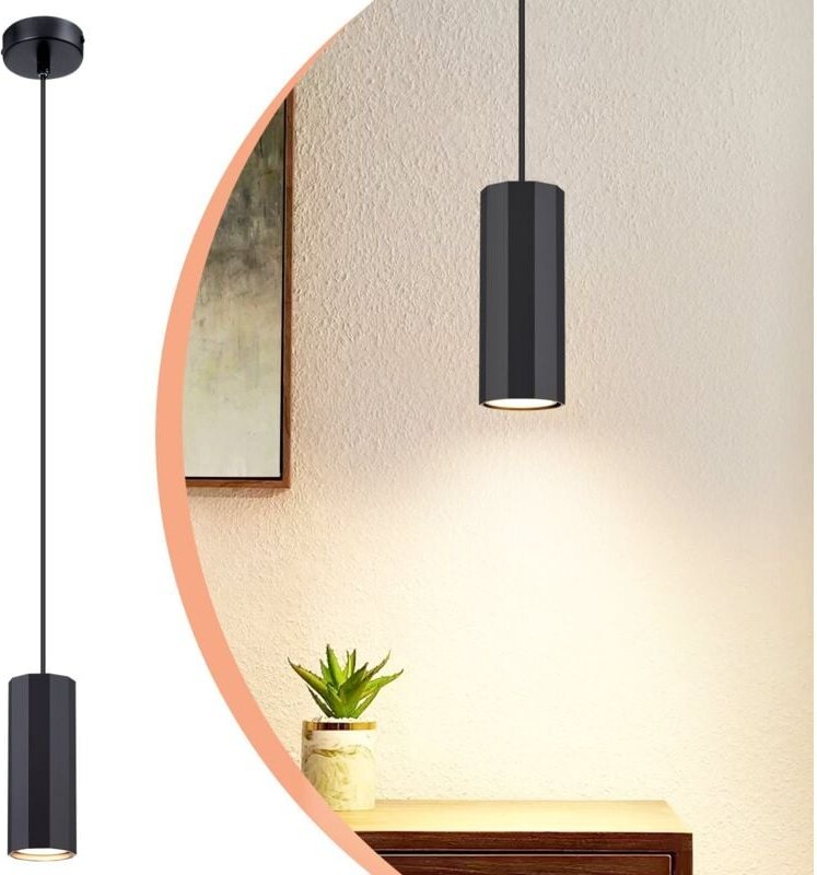 Thumbnail - Gbly - Pendelleuchte Schwarz 1 Flammig Hängelampe - Pendellampe GU10 Wohnzimmer Modern Industrial Esszimmerlampe Hängend...