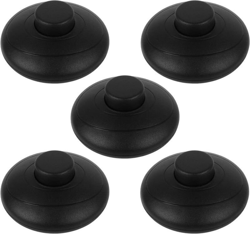 5er-Pack Fußschalter für Leuchten, runde Fußschalter für Tisch- und Stehlampen, 250 V / 2 A