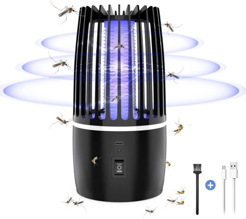 Mückenvernichtungslampe, elektrische Insektenschutzlampe, 4000 mAh, usb wiederaufladbar, Fliegenfalle, Insekten, 360° uv...