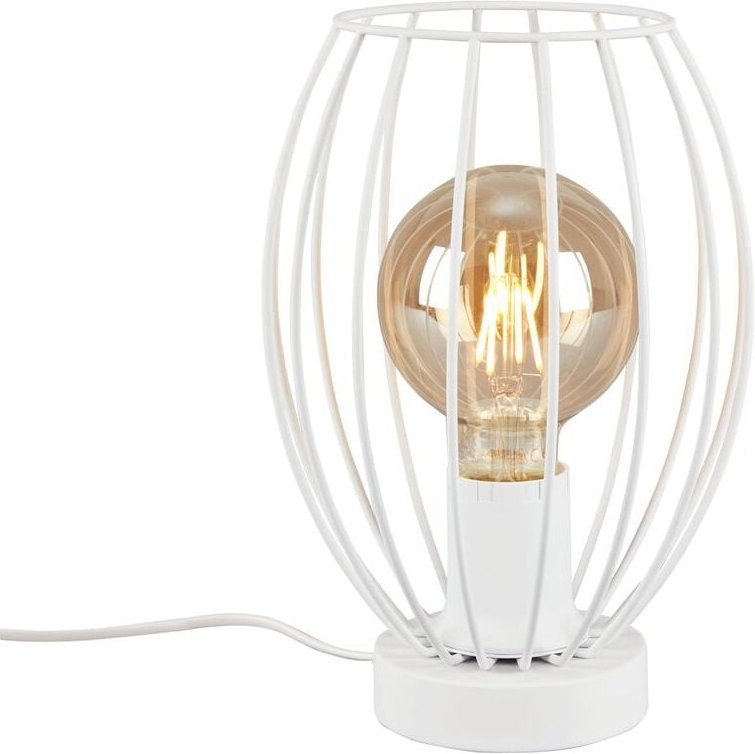 Briloner - Tischleuchte Tischlampe Kabelschalter Drahtschirm 1xE27 25W weiß Metall