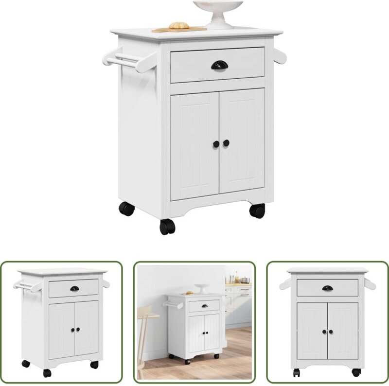 vidaXL Küchenwagen Weiß - Küchenwagen BODO Weiß 72x45x80 cm