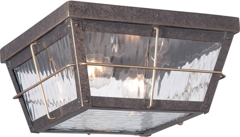 Elstead - Außenleuchte Deckenlampe IP44 Stahl Glas Bronze Antik d 30,5 cm 2 Flammig E27