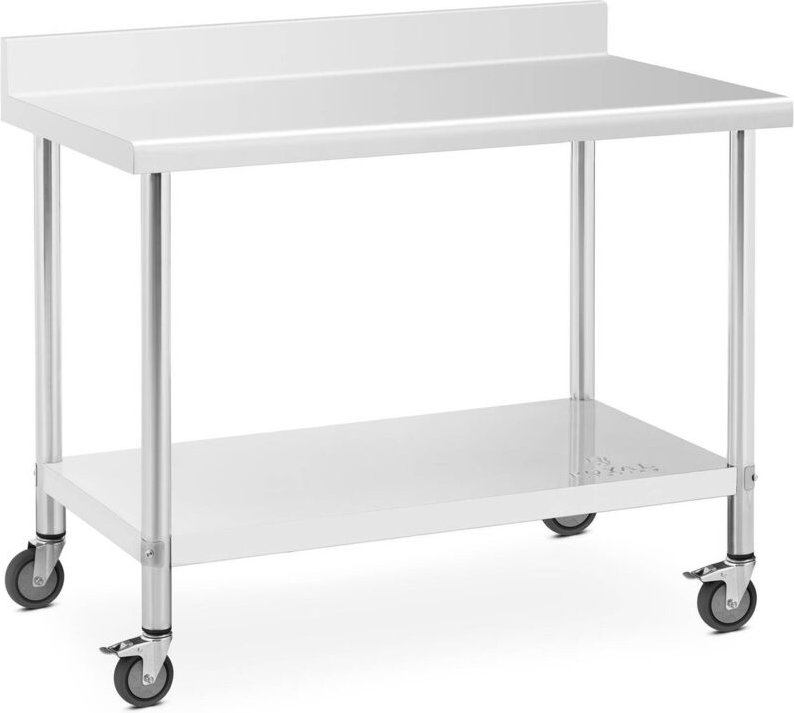 Royal Catering - Rollbarer Edelstahl Arbeitstisch Edelstahltisch Aufkantung 60 x 120 cm 158 kg