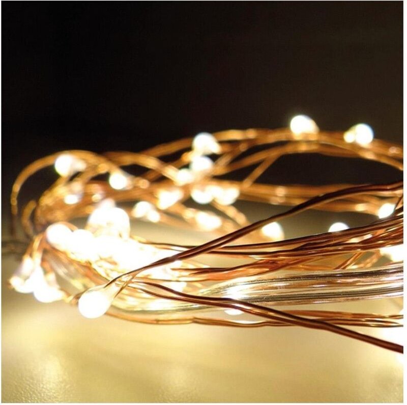 Feste, batteriebetriebene Girlande, 40 LEDs, Kupferdraht, Kabel, warmweißes Licht, 2,20 m
