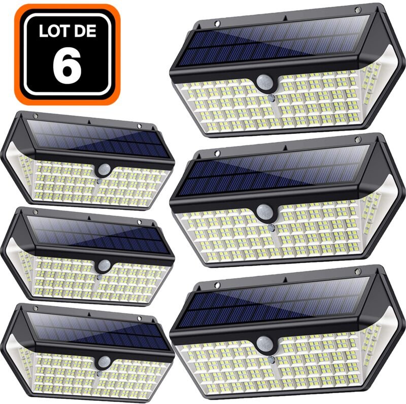 Europalamp - 6ER-PACK solarstrahler bewegungsmelder 266 st. led 2500 lumen