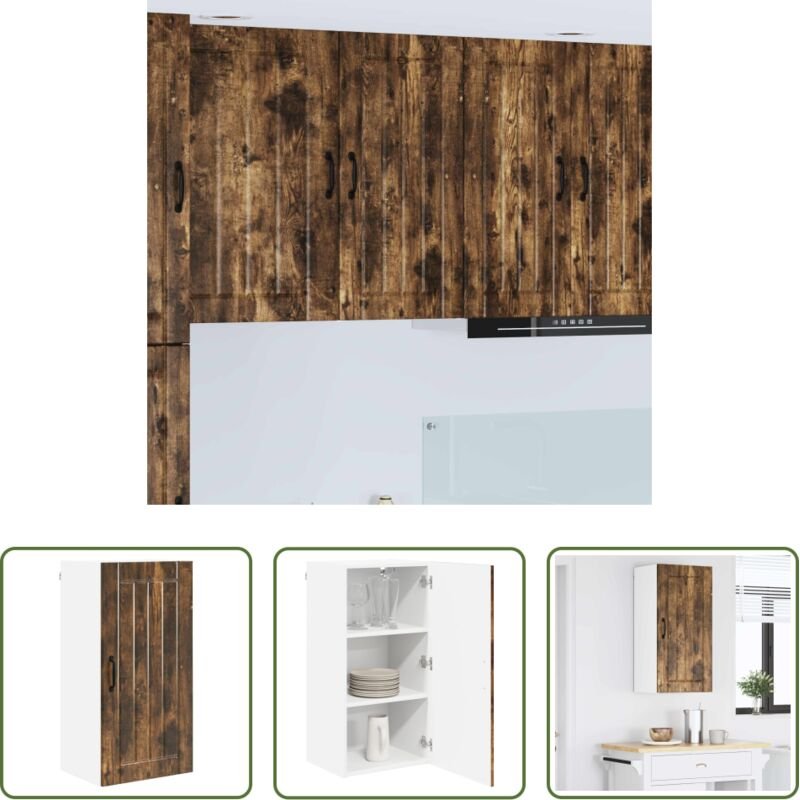 Küchenschränke Holz - Küchenschrank Geräucherte Eiche 40 x 31 x 80 cm Holzwerkstoff