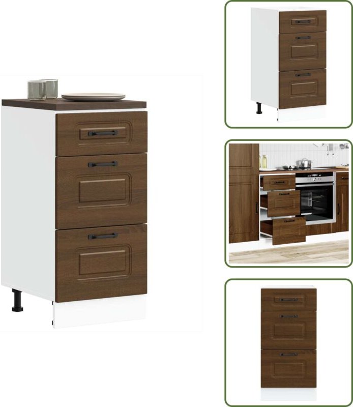 The Living Store Küchenunterschrank Kalmar Braun Eichen-Optik Holzwerkstoff - Holzwerkstoff