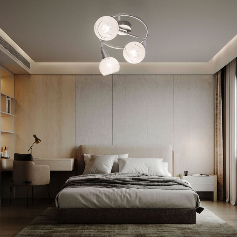 Globo Lighting - Deckenlampe led Deckenstrahler Chrom Deckenleuchte Glas Wohnzimmerlampe mit beweglichen Spots, 3x 5W 3x...