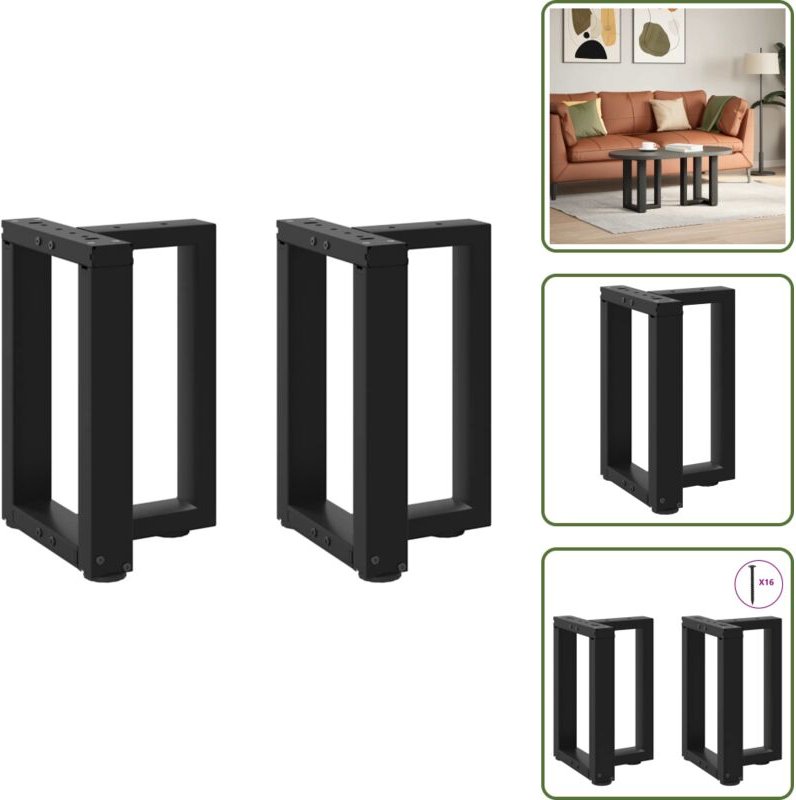The Living Store - vidaXL Couchtischbeine T-Form 2 Stk. Schwarz 28x25x(42-43) cm Stahl
