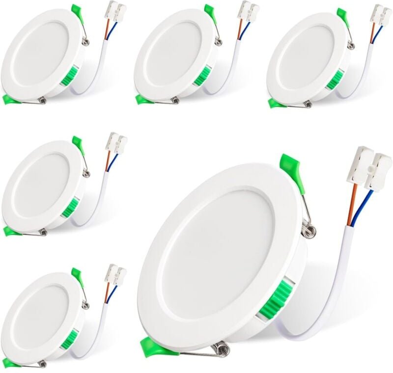 Led Einbaustrahler, 230V 7W Deckenstrahler, 6er Pack IP44 Wasserdicht Badstrahler, 3000K 4000K 6500K Extra Flacher led S...