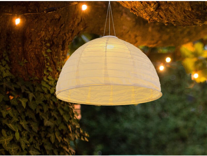 LED Solarhängeleuchte Lampion Lampenschirm in Weiß, Ø40cm