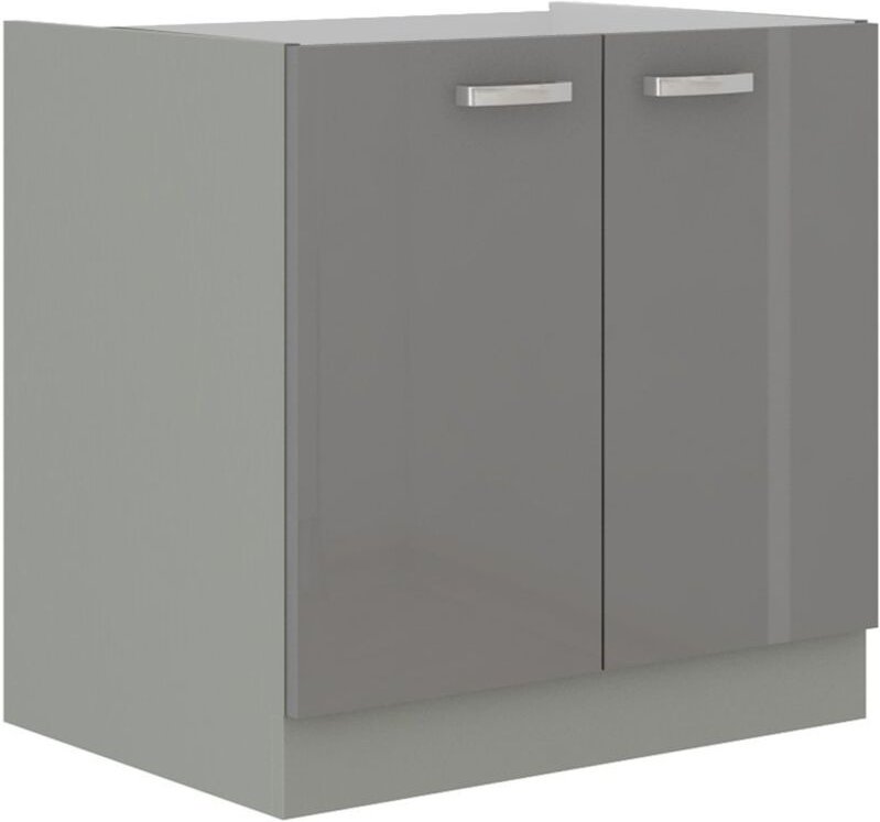 Küchen Preisbombe - Spülen Unterschrank 80 Hochglanz Grau Küchenzeile Küchenblock Küche Grey Bianca