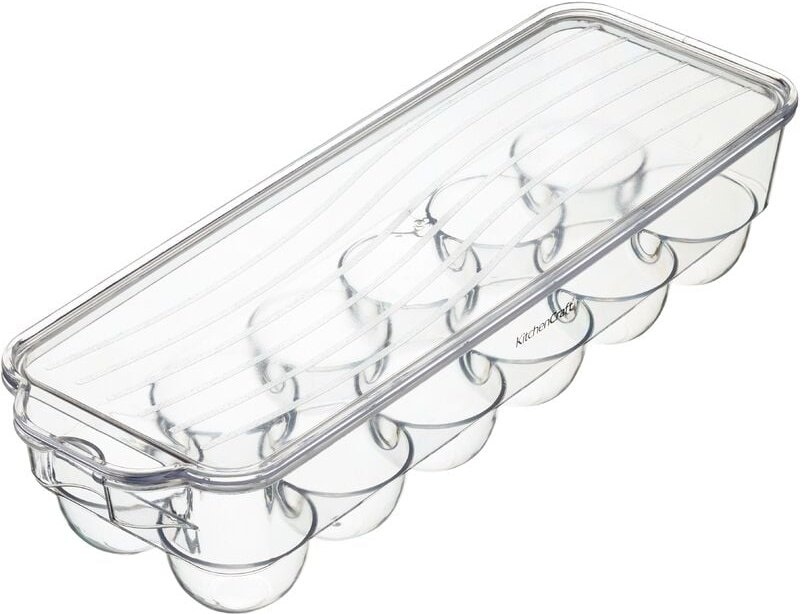 KitchenCraft Kühlschranksicherer Kunststoff-Eierhalter mit Deckel, 32,5 x 11,5 cm (13" x 4,5") - Transparent