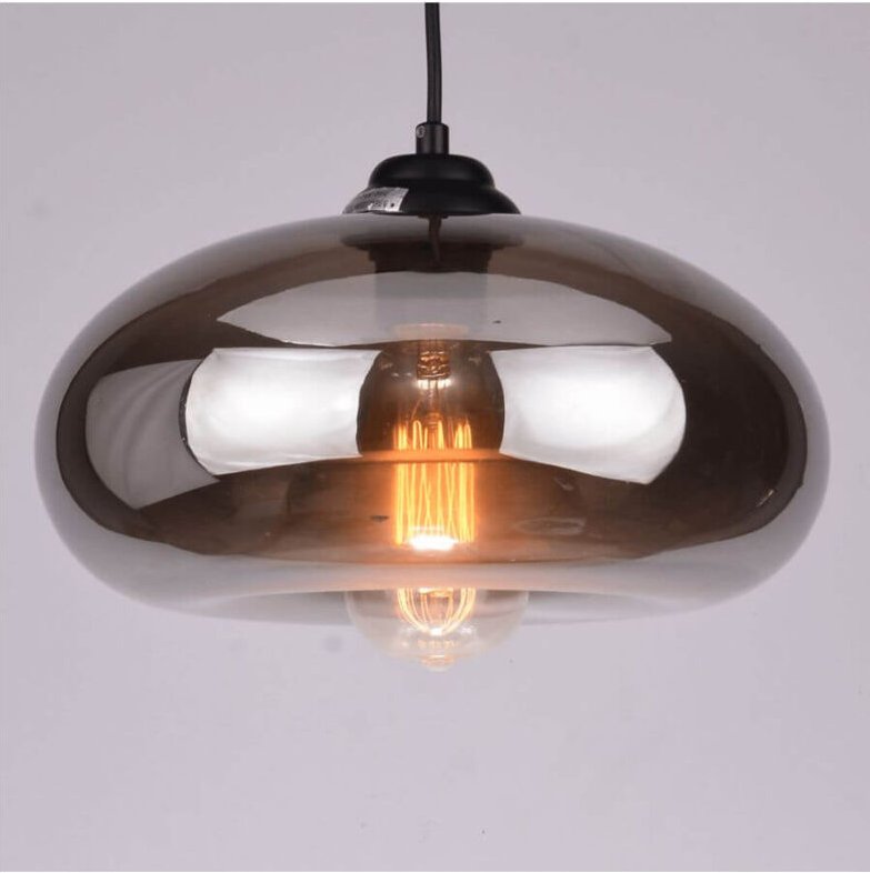 Kosilum - Schwarze Wassertropfen-Hängeleuchte aus Rauchglas - Ellipse