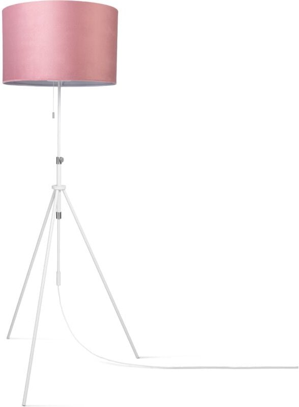 Paco Home Pendelleuchte Stehleuchte Dreibein Wohnzimmer Lampenschirm Velours Unifarben E27 Pink Weiß (Ø45.5 cm), Stehleu...
