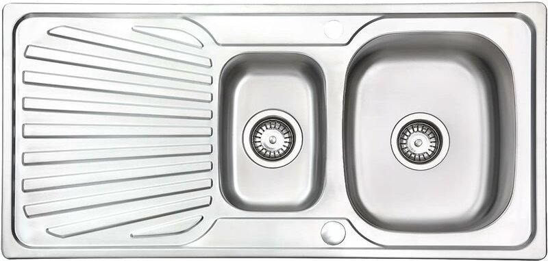 JASSFERRY Einsatz Küchenspüle Edelstahl 1,5 Becken mit wendbarem Abtropffläche 100 x 48 cm