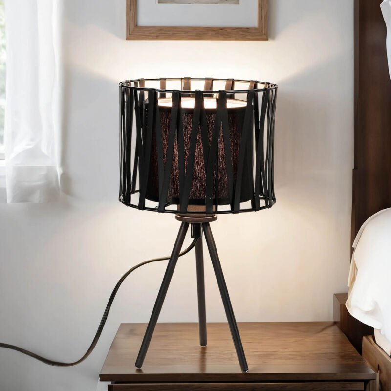 Tischlampe Schwarz Modern 35cm MINA