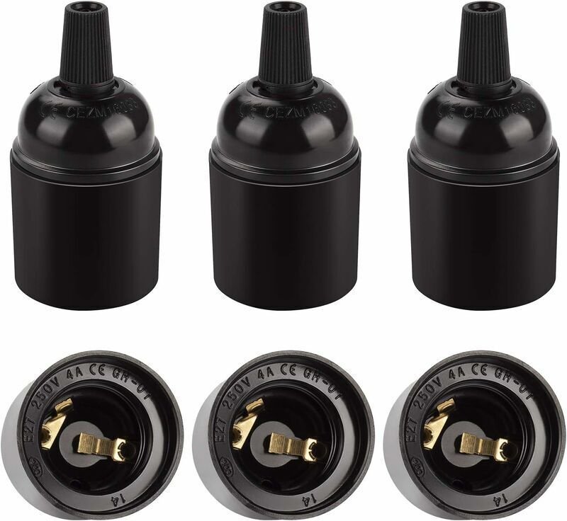 Douille E27 vintage noire, suspension rétro Edison, adaptateur de support de lampe en bakélite solide, parfait pour la d...