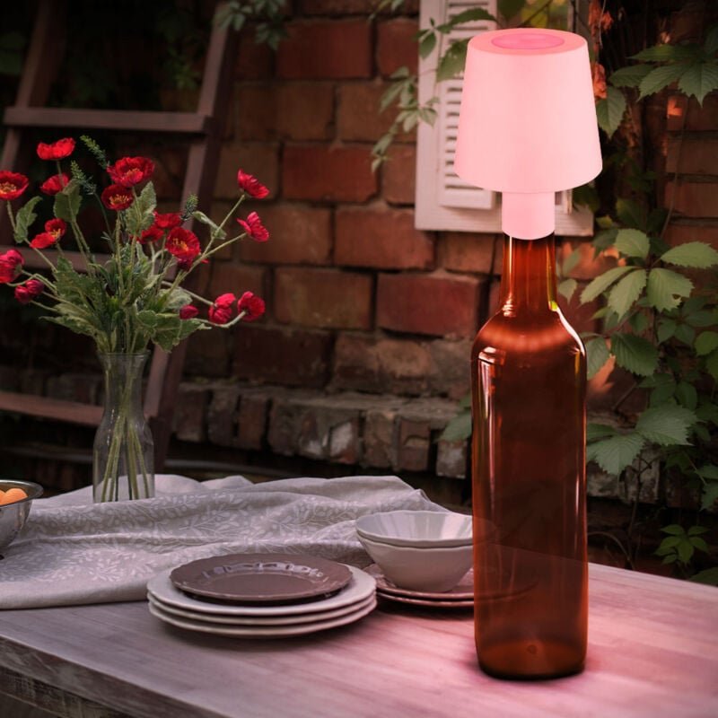 Globo Lighting - rgb led Tischlampe Akku Flaschenleuchte Aufsatz Flaschenhals Dekolampe Touchdimmer, usb, weiß, 1W kaltw...